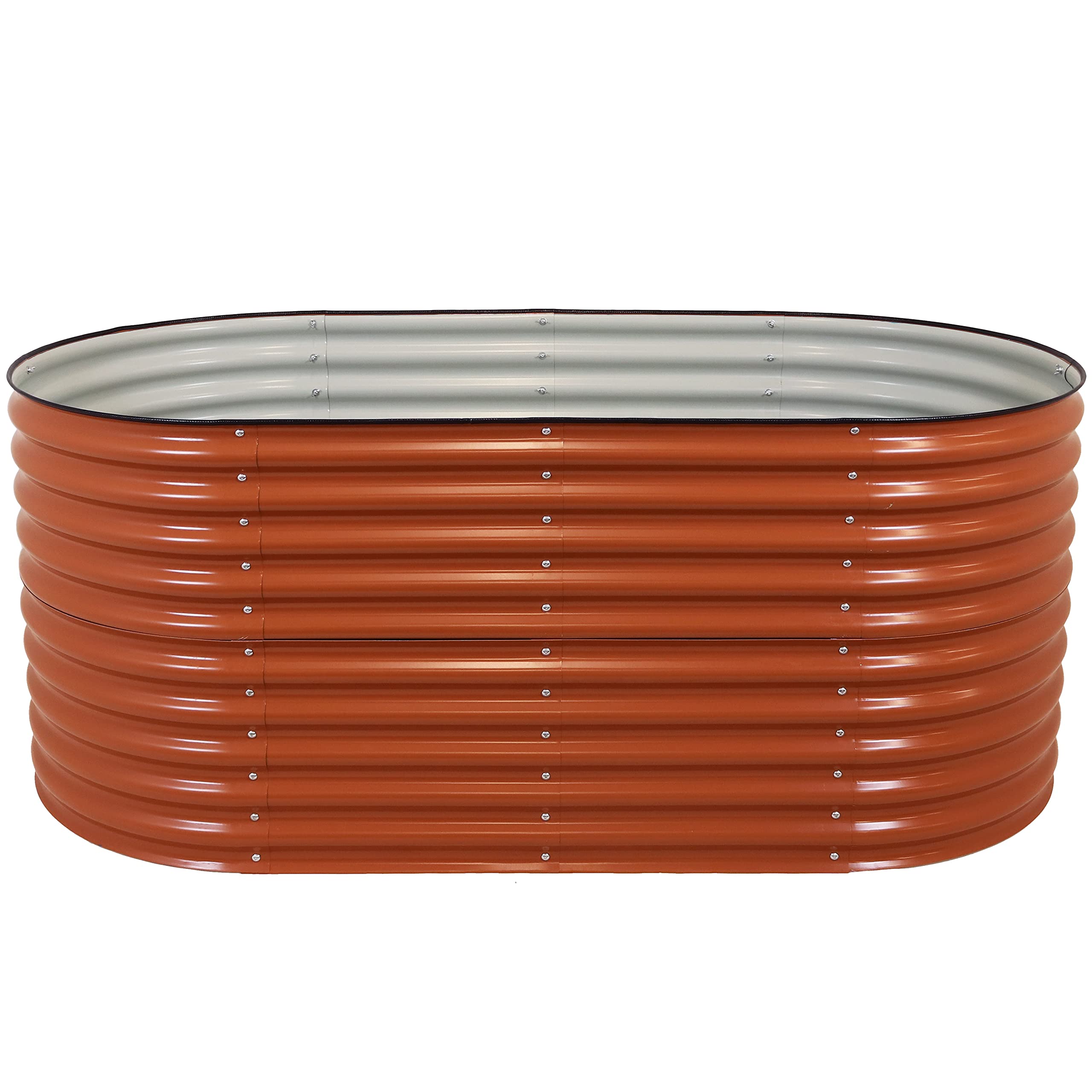 Sunnydaze 79-Inch Oval Raised Garden Bed - Stackable Steel Vegetable Flower Bed Planter Kit with Rubber Edge Trim - Brown
