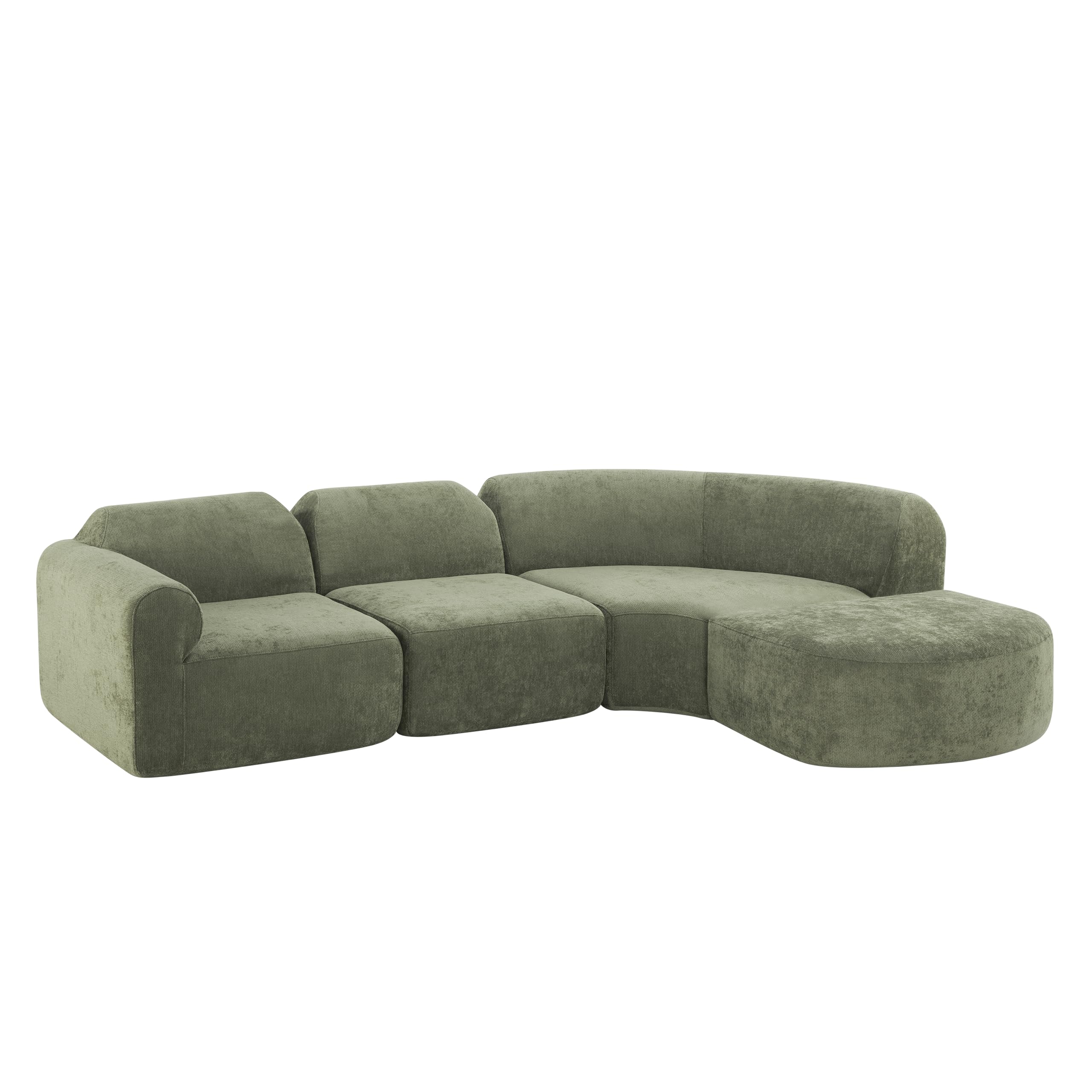 Christopher Knight Home Midel 111" Modular L-Shape Sofa Couch with Chaise Lounge, Modern Boneless Sofa for Living Room, Fabric Upholstered Cloud Couch with Deep Seat, Olive Green