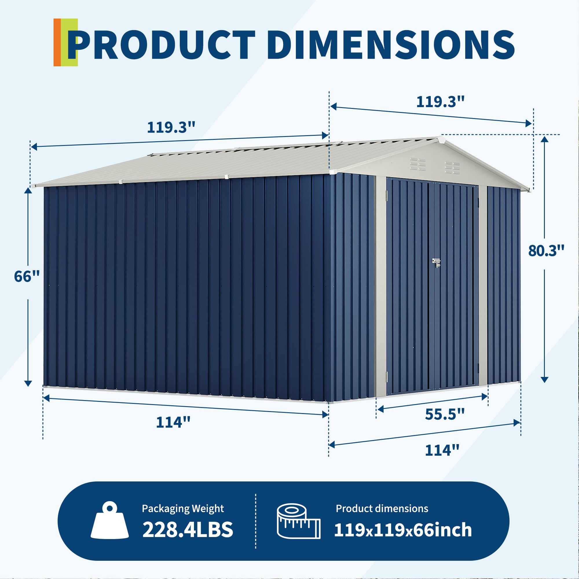 Garvee 10 X 10 FT Outdoor Storage Shed,Metal Garden Sheds&Outdoor Storage Clearance, Large Outdoor Storage Shed for Tools, Lawn Equipment, Garden Supplies - All Weather Lockable Metal Shed