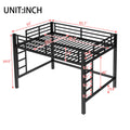 Bellemave Queen Size Loft Bed with 2 Ladder and Guardrails, Metal Loft Bed Frame for Adults, Kids, Teens, Black
