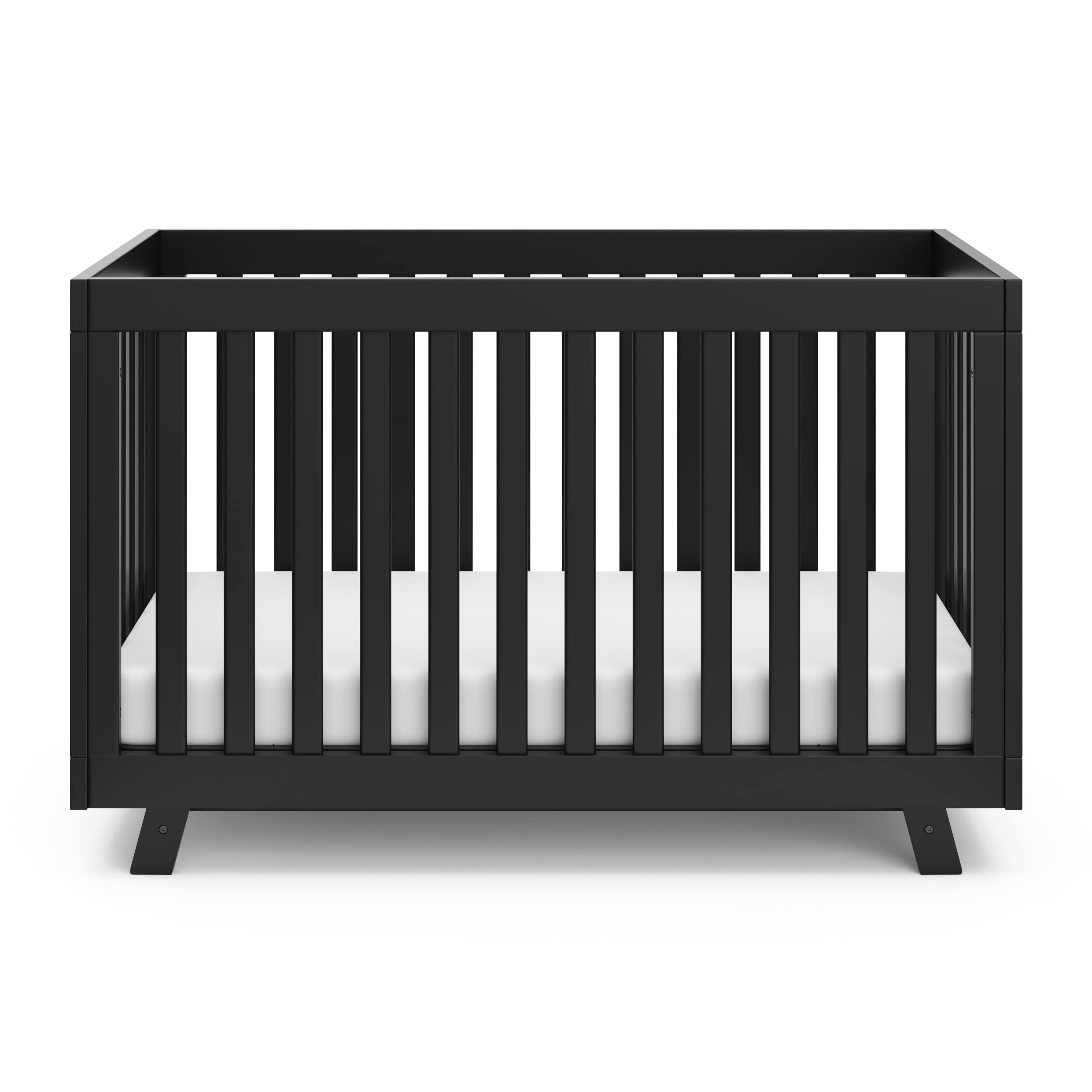 Storkcraft Beckett 3-in-1 Convertible Crib – GREENGUARD Gold Certified, Fits Standard Crib Mattress, Converts to Toddler Bed and Daybed, 4 Mattress Heights, Grow-with-Me Design (Black)