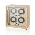 KOHUDIS Watch Winder for 2/4/6/9 Automatic Watches, high-end Leather Making, Super Quiet Mabuchi Motor, Two Power Modes, Built-in led Lights (Apricot, 4 Slots)