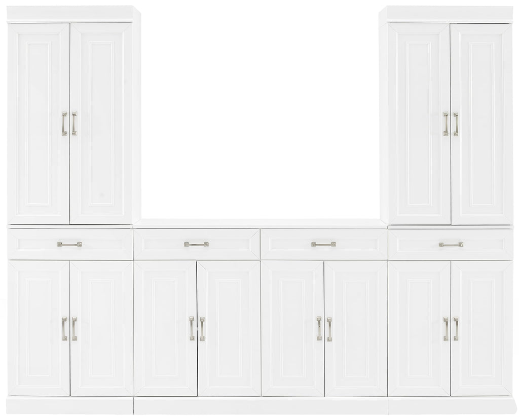 Crosley Furniture Stanton 3-Piece Traditional Sideboard Buffet Cabinet and Kitchen Storage Pantry Set, White