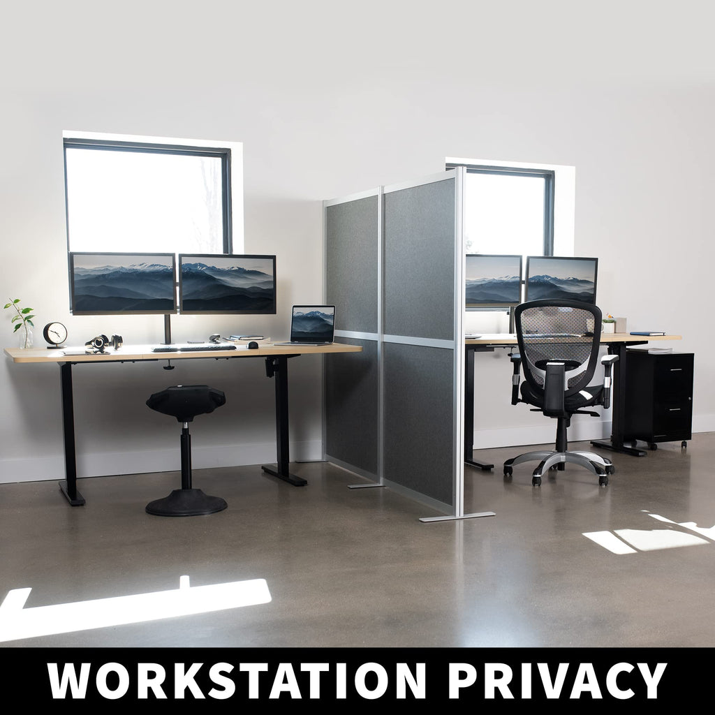 VIVO Modular Wall System, 2 PET Panels, Modern Professional Office Cubicle Dividers, Freestanding Privacy-Screen, 66 inches High, Dark Gray, PP-MWS63D