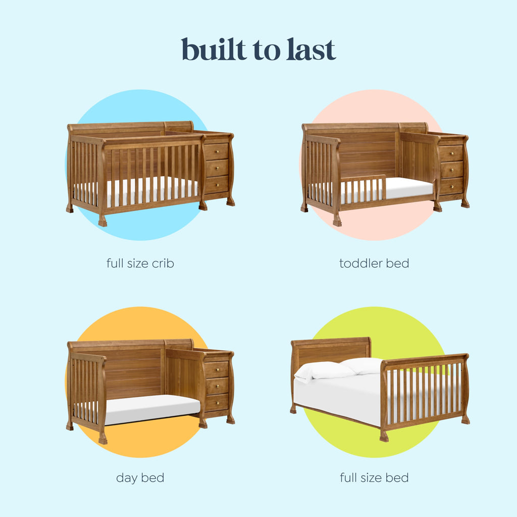 Davinci Kalani 4-in-1 Convertible Crib and Changer Combo in Chestnut