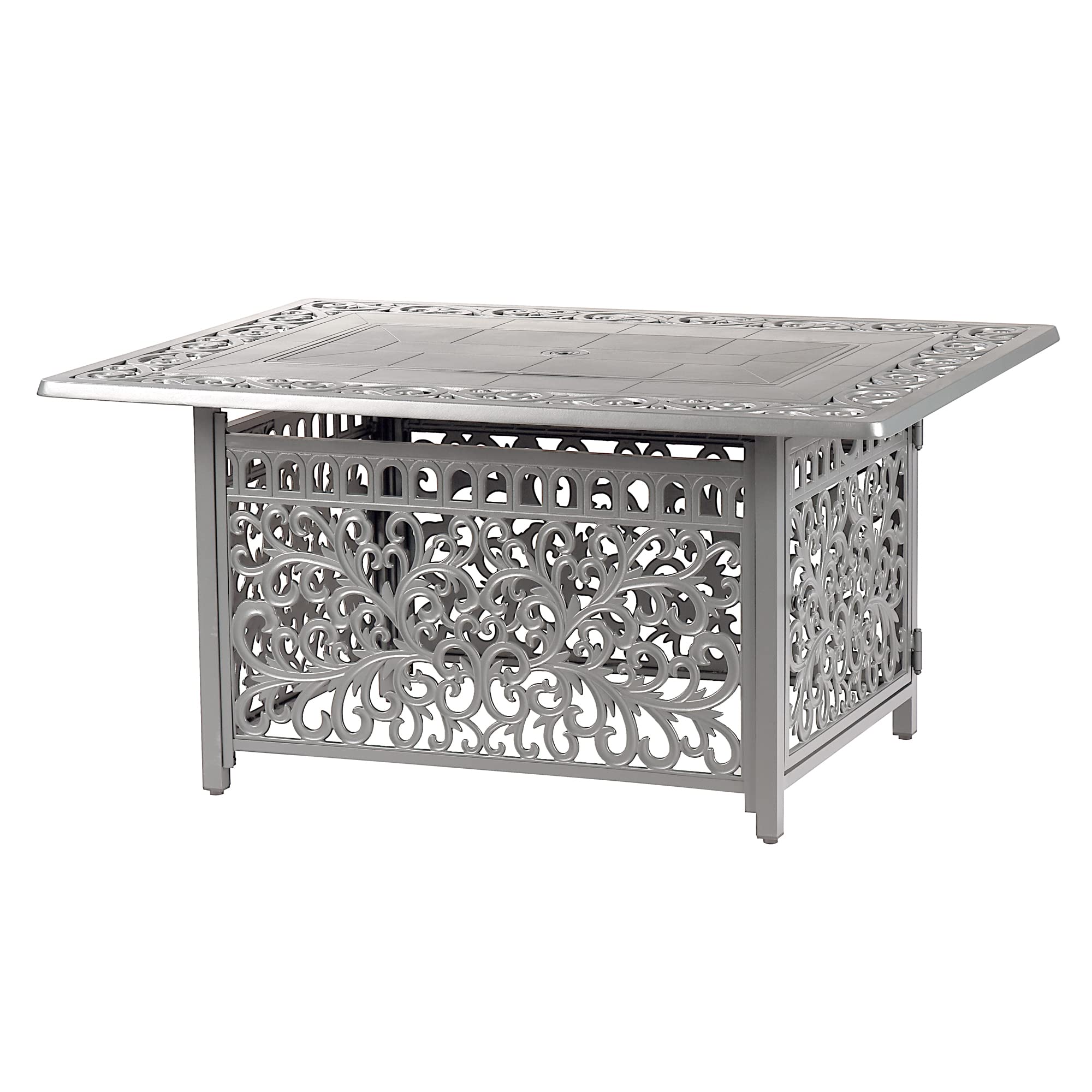 Oakland Living Rectangular 48 in. x 36 in. Aluminum Propane Fire Pit Table, Glass Beads, Two Covers, Lid, 57,000 BTUs in Grey Finish