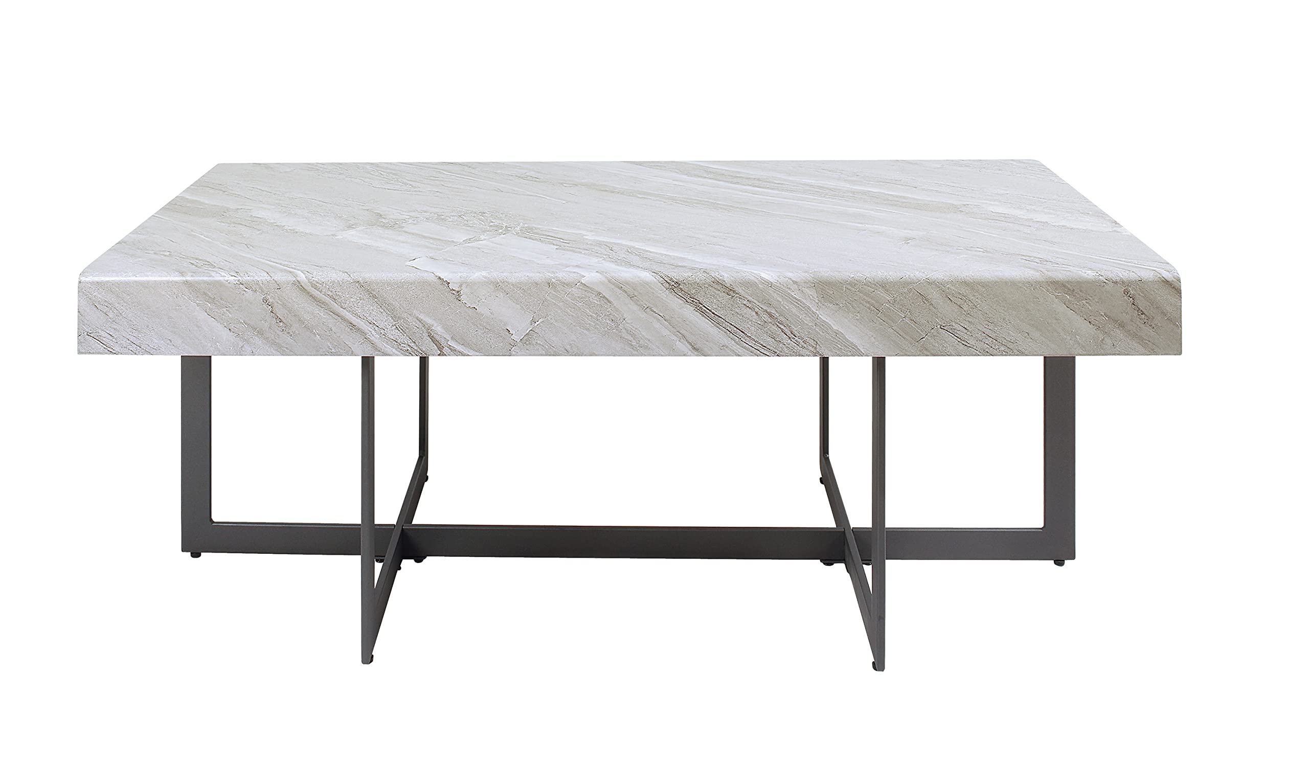Furniture of America Willy Modern Storage Faux Marble Top 3-Piece Coffee, End and Sofa Table Set for Living Room, Gray