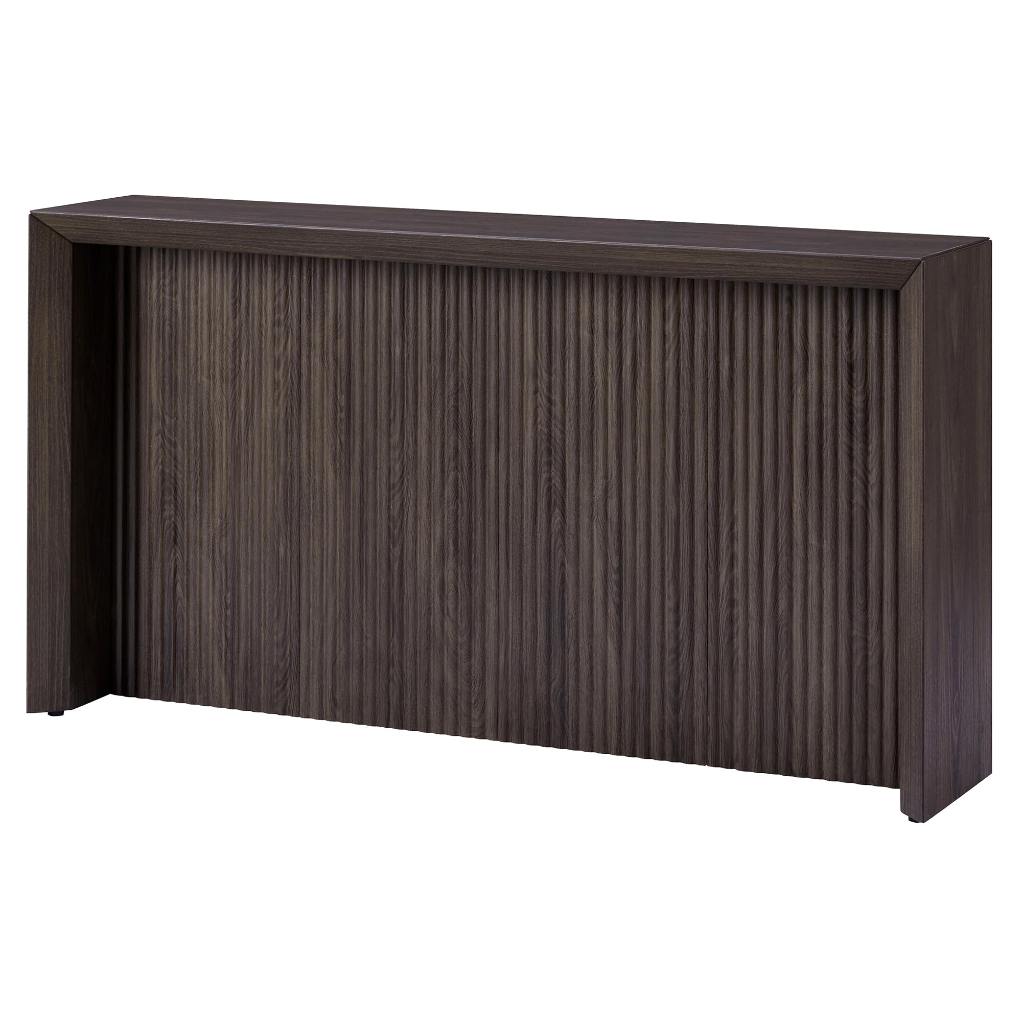 Henn&Hart 56" Fluted Rectangular Console Table Ribbed Entryway Table, Sofa Table for Entryway, Living Room, Couch, Hallway, or Office, Rich Brown