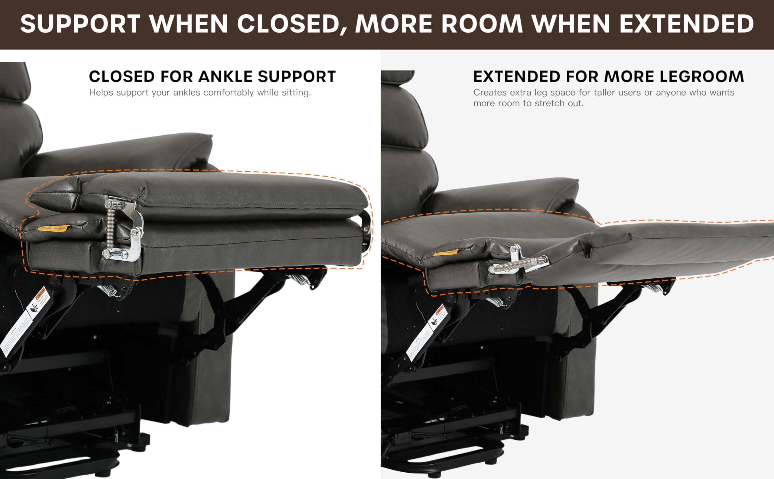 DYNOX 400 LBS Big Tall Man Large-Wide Power Dual Motor Lift Recliners Chairs for Elderly, Lay Flat Lift Chair with Infinite Positions, Heat & Massage, Extended Footrest (9298L,Faux Leather,Grey)