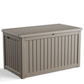 ROJIK Outdoor Storage Housing Deck Box-Waterproof Patio Furniture,Garden Tools,Cushions,Pool Accessories Storage Waterproof Resin Box with Capacity (280 Gal & Grey)