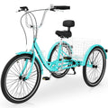 Slsy Adult Tricycle 7 Speed, 20/24/26 Inch Step-Through 3 Wheel Bike for Adults with Large Shopping Basket, 350 lb Capacity Adult Trike for Seniors, Women and Men