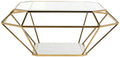SAFAVIEH Couture Home Collection Abena Gold and White Marble Geometric Coffee Table
