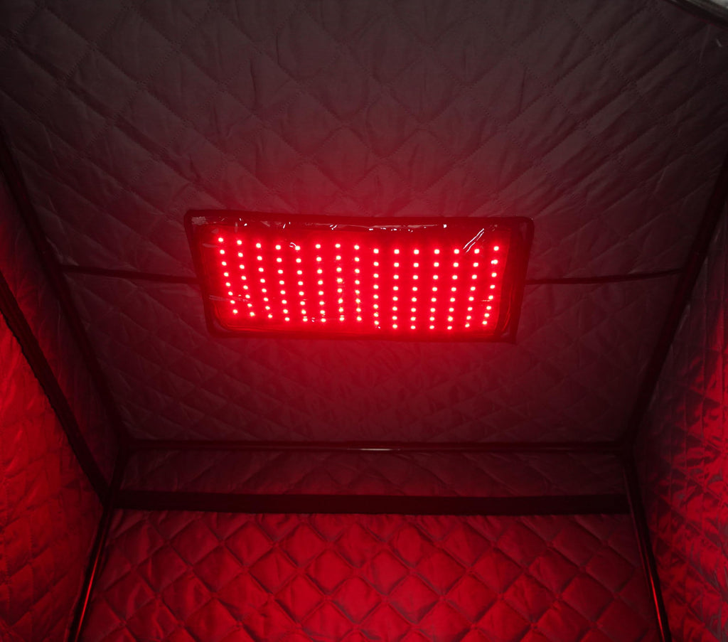 AURGOD Portable Infrared Sauna for 1 Person, Red Light Therapy Full Size Home Sauna Box with Premium Dry Heating, Remote Temperature Control, Heated Foot Pad & Reinforced Folding Chair
