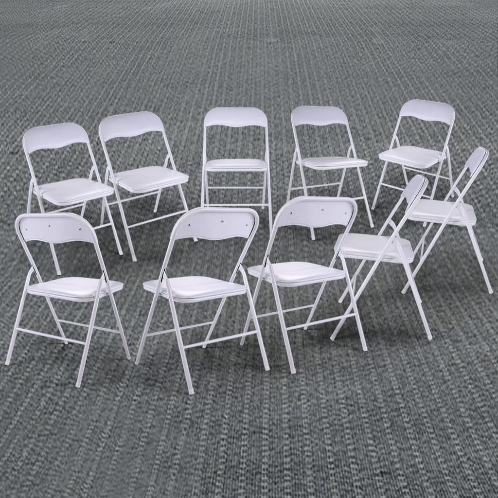 thegreatshopman 10-Pack Commercial Folding Plastic Chair for Home Office Wedding Party Outdoor Indoor, 300LBS Capacity, White