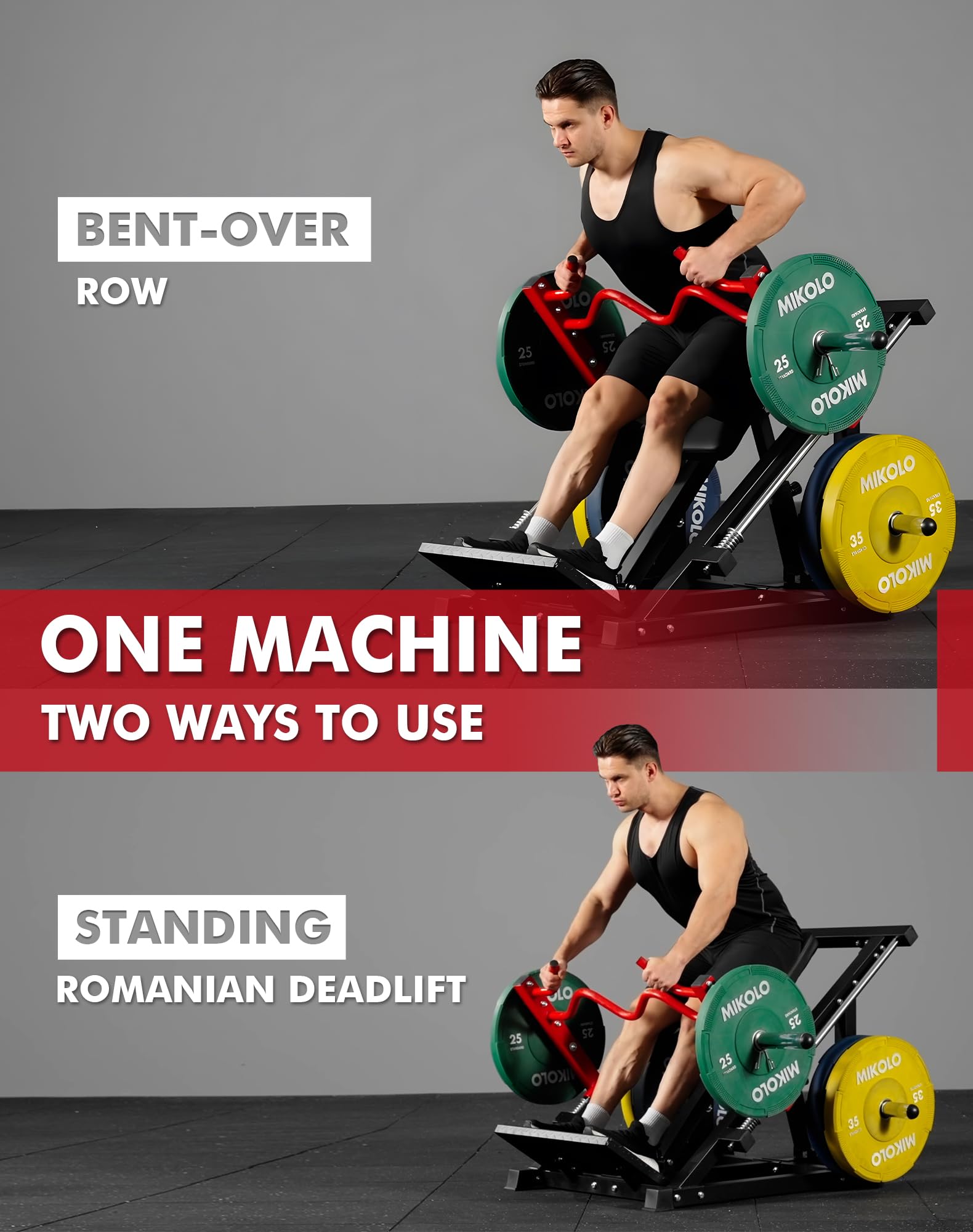 Mikolo Linear Row Machine, Rowing Machine for Home with Plate-Loaded Smith Row, Linear Bearing Back Workout Equipment for Home Gym(SR06 Pro)