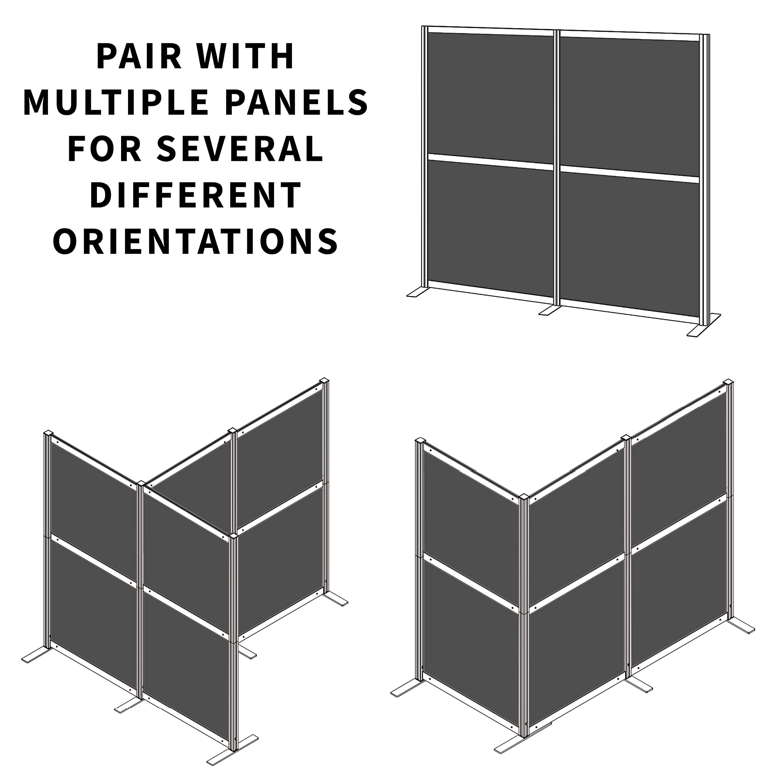 VIVO Modular Wall System, 2 PET Panels, Modern Professional Office Cubicle Dividers, Freestanding Privacy-Screen, 66 inches High, Dark Gray, PP-MWS63D