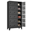 Lusiwry Metal Lockers for Employees-18 Doors Storage Locker with Shelves and Lockable Steel Cabinet for School,Gym,Office,Staff,Assembly Required,Black