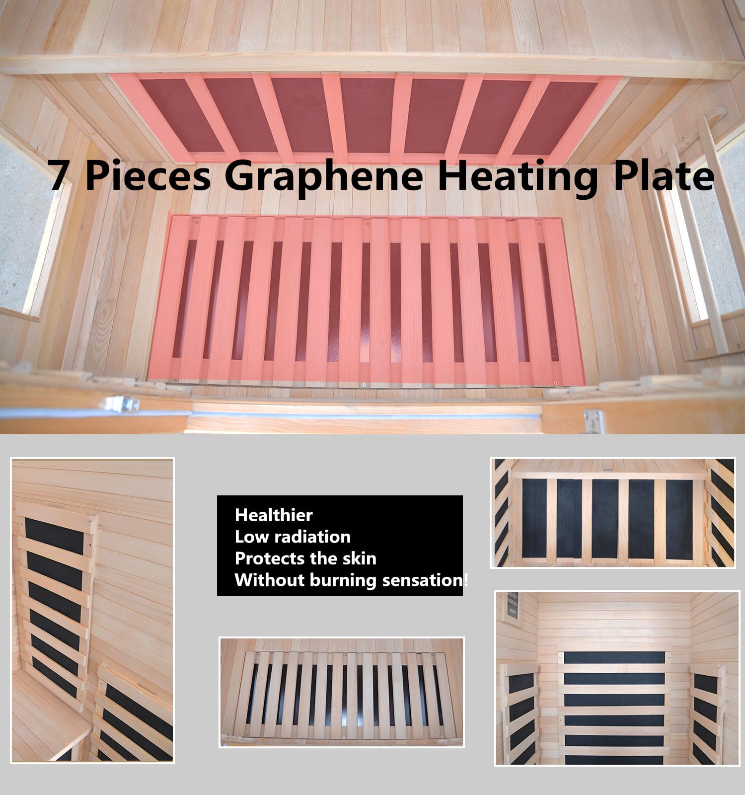 Kang Share Dynamic Home Infrared Sauna Room 1 to 2 Person Wooden Canadian Hemlock 1260W Graphene Carbon Plate Heater Indoor Saunas
