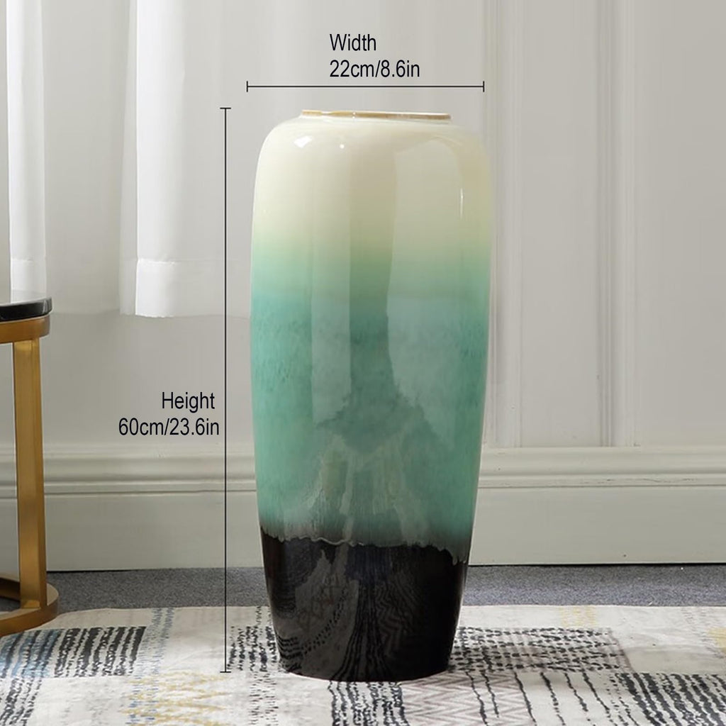 SGeneE Large Floor Vase, 27" Tall Flower Vase, Ceramic Decorative Vase for Living Room Modern Home Decor Bedroom Office Décor (Green 24inch)