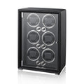 KOHUDIS Watch Winder for 2/4/6/9 Automatic Watches, high-end Leather Making, Super Quiet Mabuchi Motor, Two Power Modes, Built-in led Lights (Black, 6 Slots)