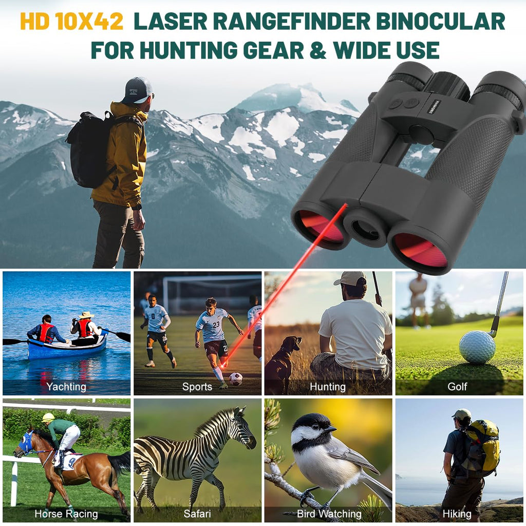 2026 New 10x42 Laser Rangefinder Binoculars for Hunting Speed Distance Measurement 2500 Yards, Fast 0.15s,PXA+UBX+BAK4 Prism Waterproof Fogproof for Adults,Shooting, Golf & Outdoor Adventures-Black