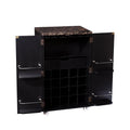 SEI Furniture Cape Town Bar Cabinet w/Wine Storage, Faux Marble Countertop with Black Finish
