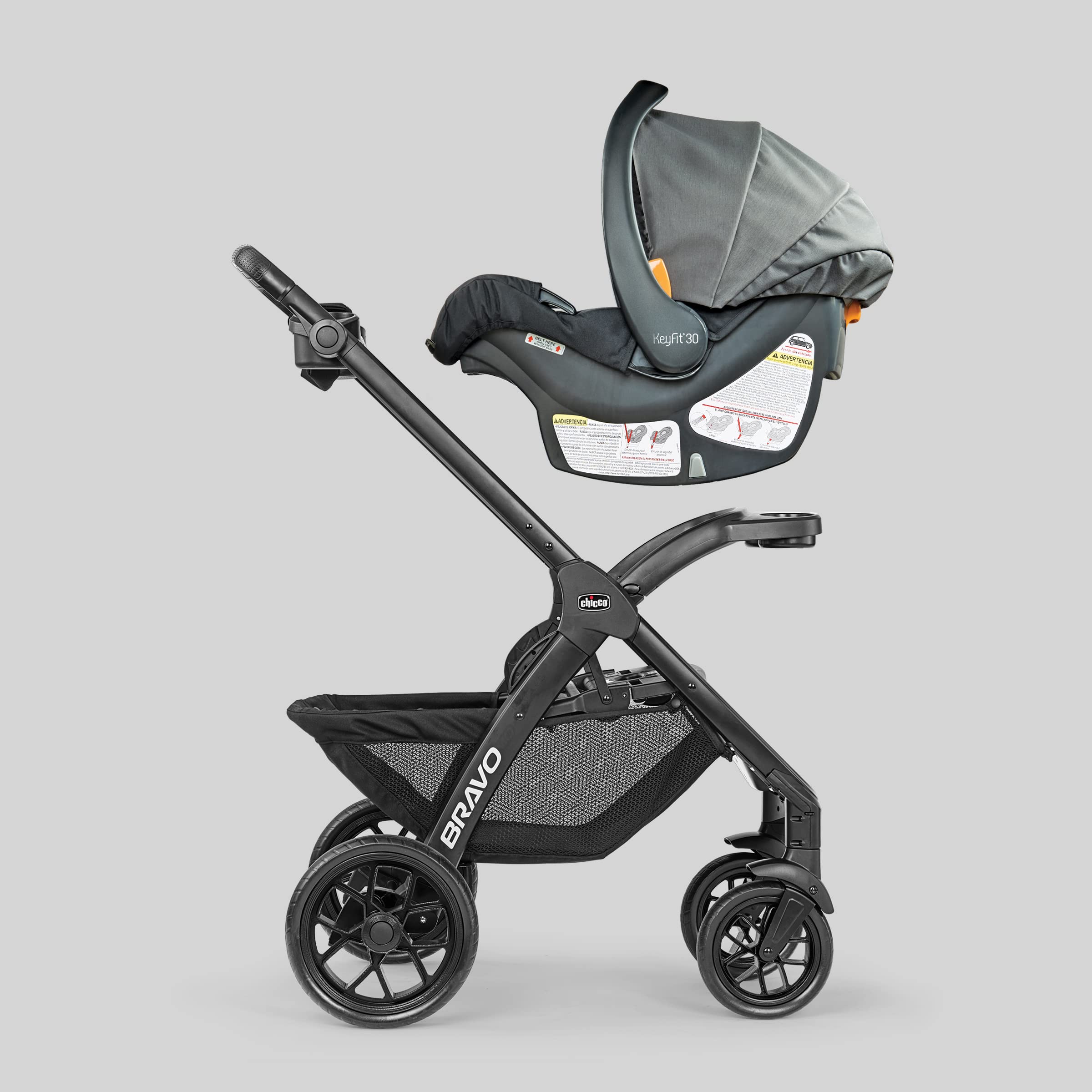Chicco Bravo LE ClearTex Full-Size Stroller for Babies and Toddlers, UPF-Rated Canopy, GREENGUARD Gold Certified, Lightweight, One-Hand Compact Fold, Pewter/Grey