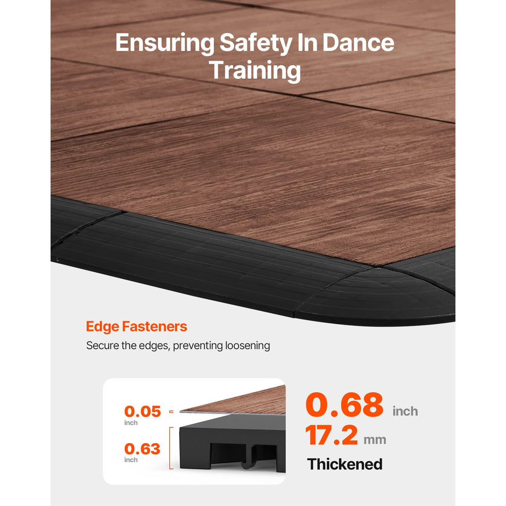 Happybuy Dance Floor Tiles, 12.4 x 12.4 in 52-Piece Interlocking, Portable Dance Flooring with Cushioned Base (Oak Wood Grain, 52 sq. ft/Box)
