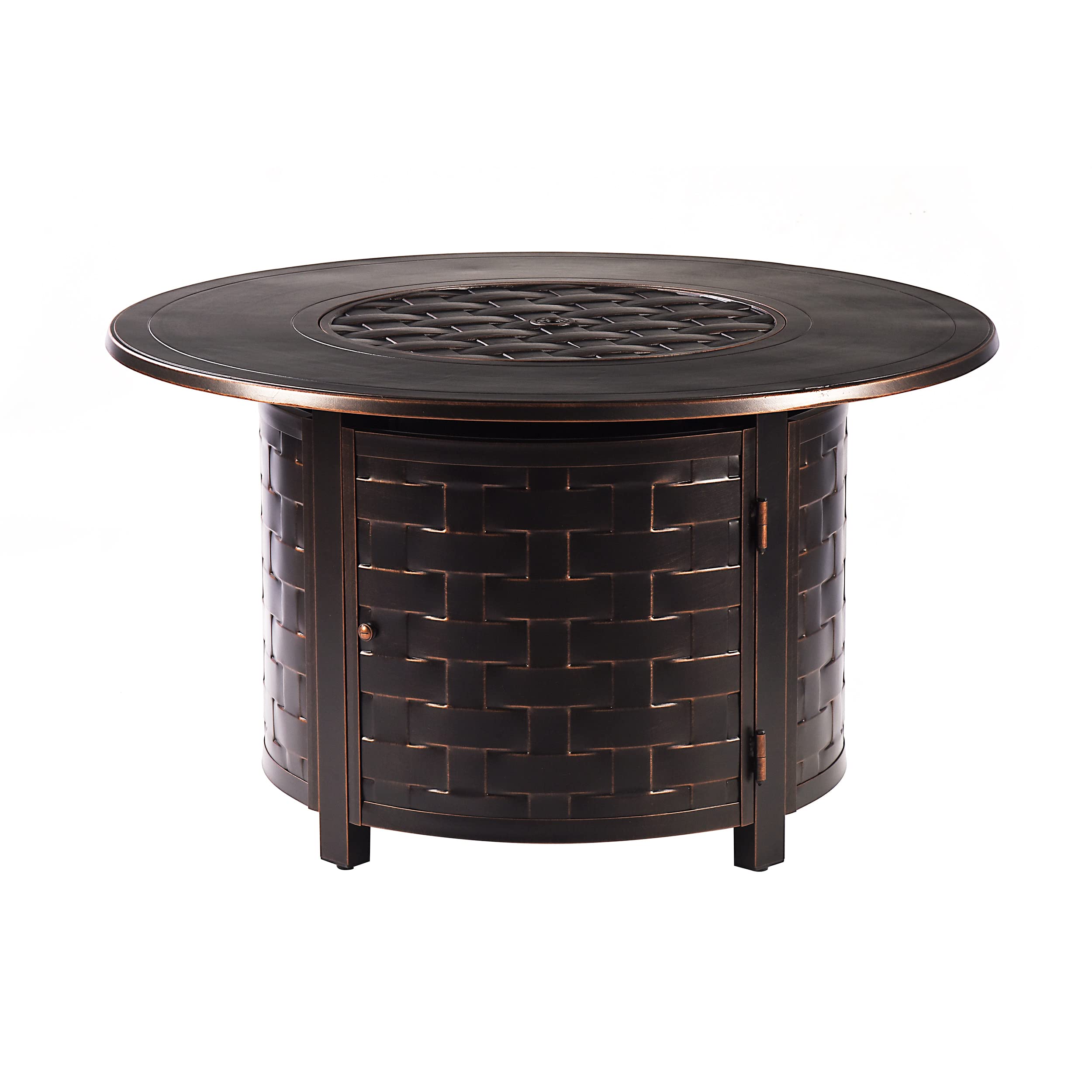 Oakland Living Round 44 in. x 44 in. Aluminum Propane Fire Pit Table with Glass Beads, Two Covers, Lid, 57,000 BTUs in Copper Finish