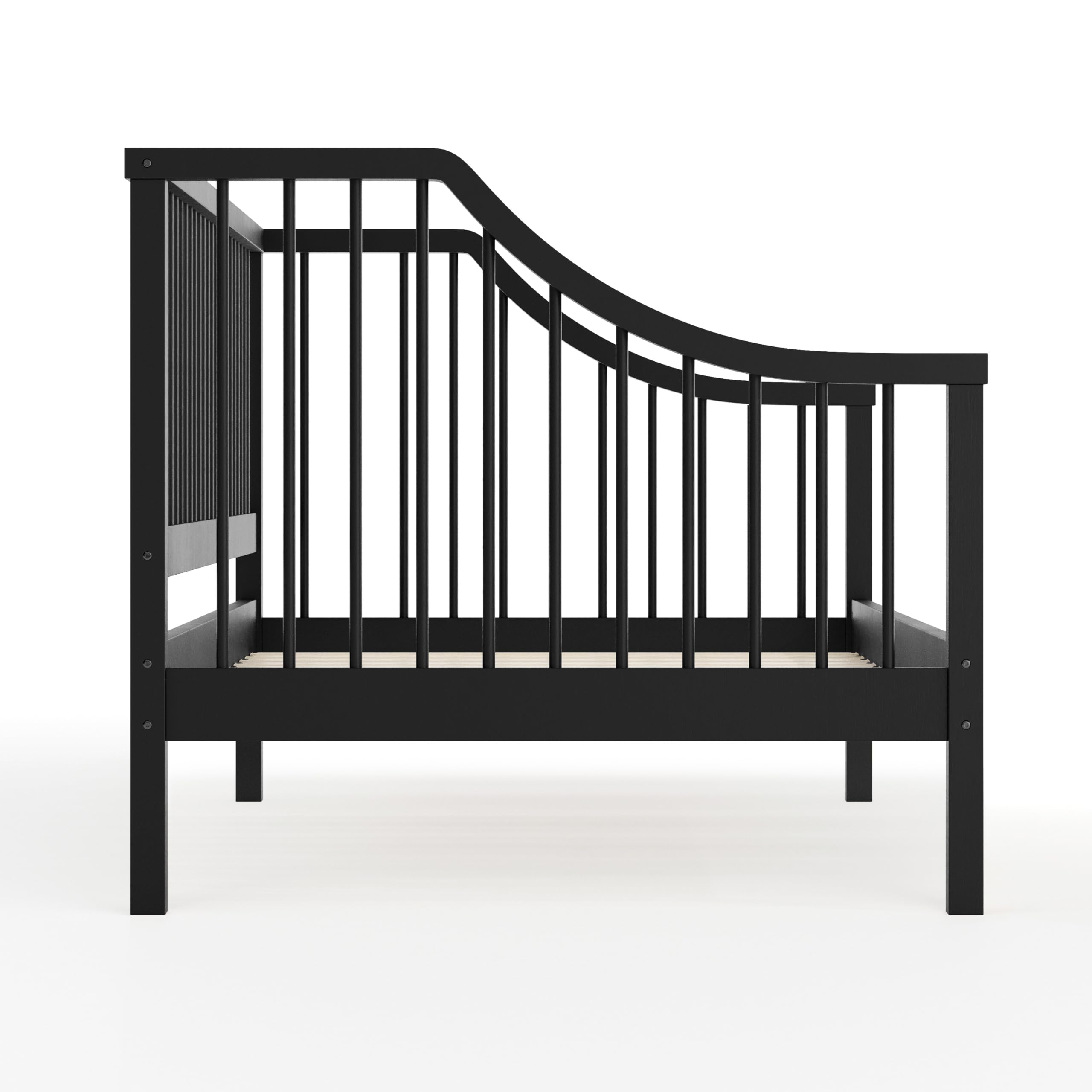 Martha Stewart Neely Platform Daybed with Wood Spindles, Solid Wood Frame, No Box Spring Needed, Twin Size, Black