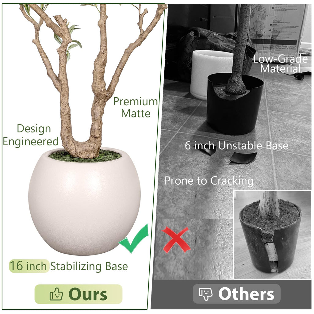 Artificial Olive Tree 8FT Tall Faux Olive Tree Premium Artificial Indoor with Natural Wood Trunk and Lifelike Fruits Realistic White Round Planter Potted for Home Office Living Room Decor