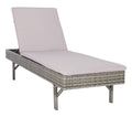 SAFAVIEH Outdoor - Cam Chaise Lounge Chair - Grey & Grey - Faux Wicker Rattan & Steel Frame with Cushion - Modern Adjustable Design - Ideal for Patio, Deck, Poolside, Backyard (PAT7501B)
