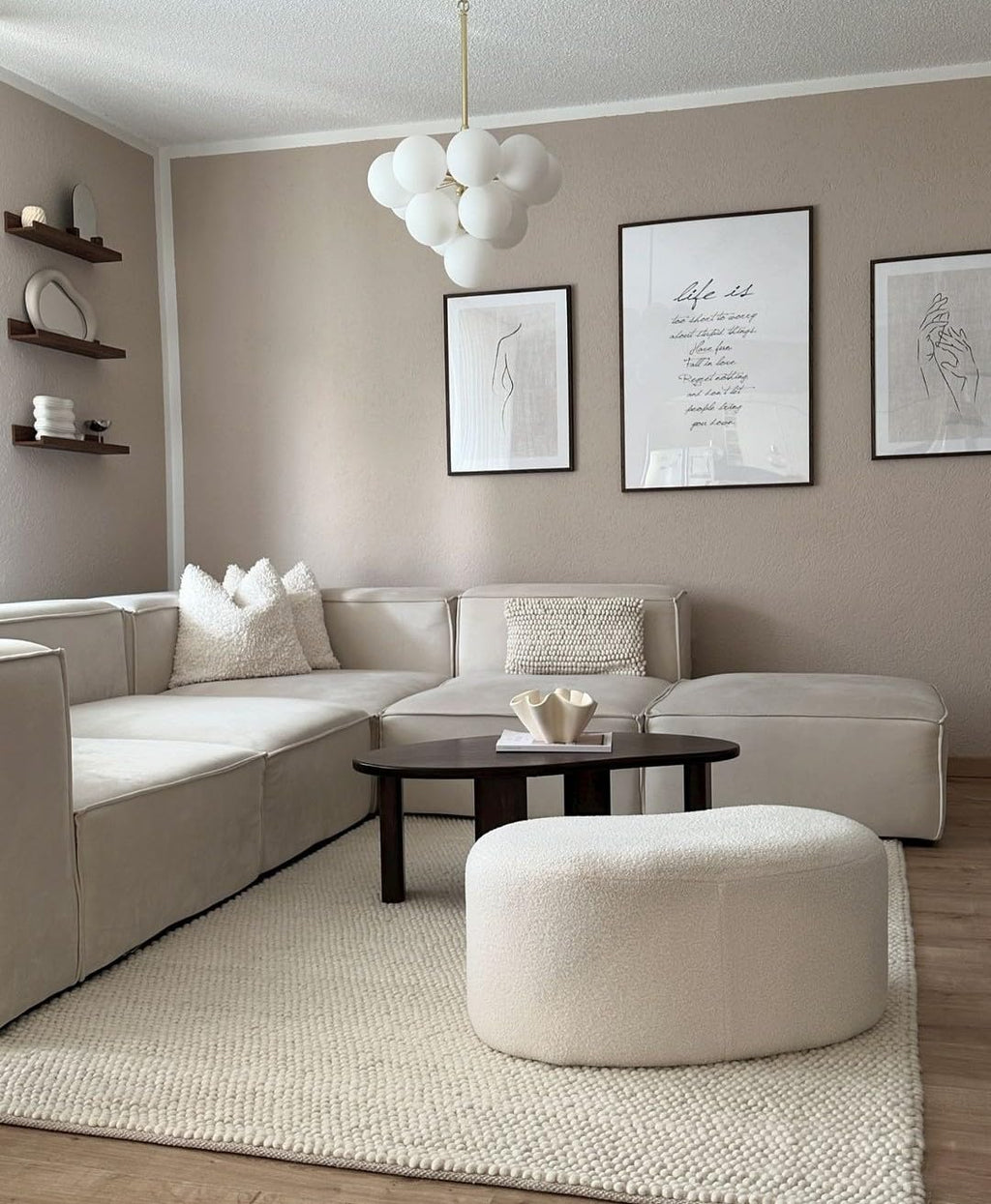 S & L Homes Wool Cotton Hand Woven Chunky Knit Popcorn Rug - Ivory Contemporary Area Rug for Living Room Bedroom (6' x 9' - Ivory)