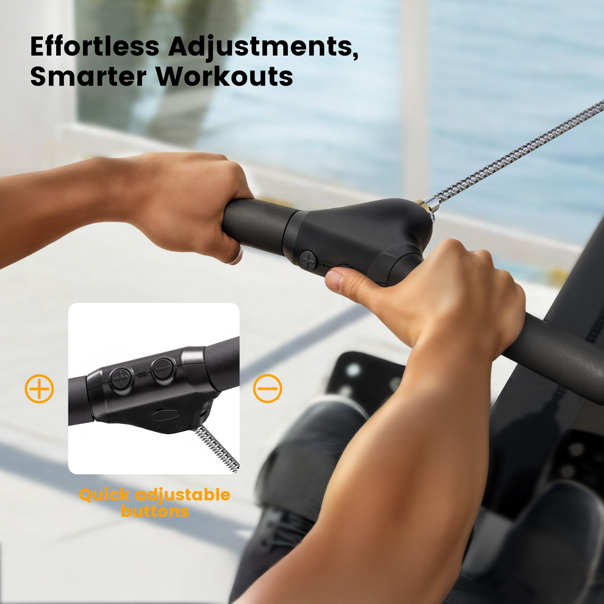 YOSUDA Air Magnetic Rowing Machine for Home, Dual Air & Magnetic Resistance with 8-Level, Smart APP, Rotatable Device Holder, Ergonomic Seat, and Easy Storage