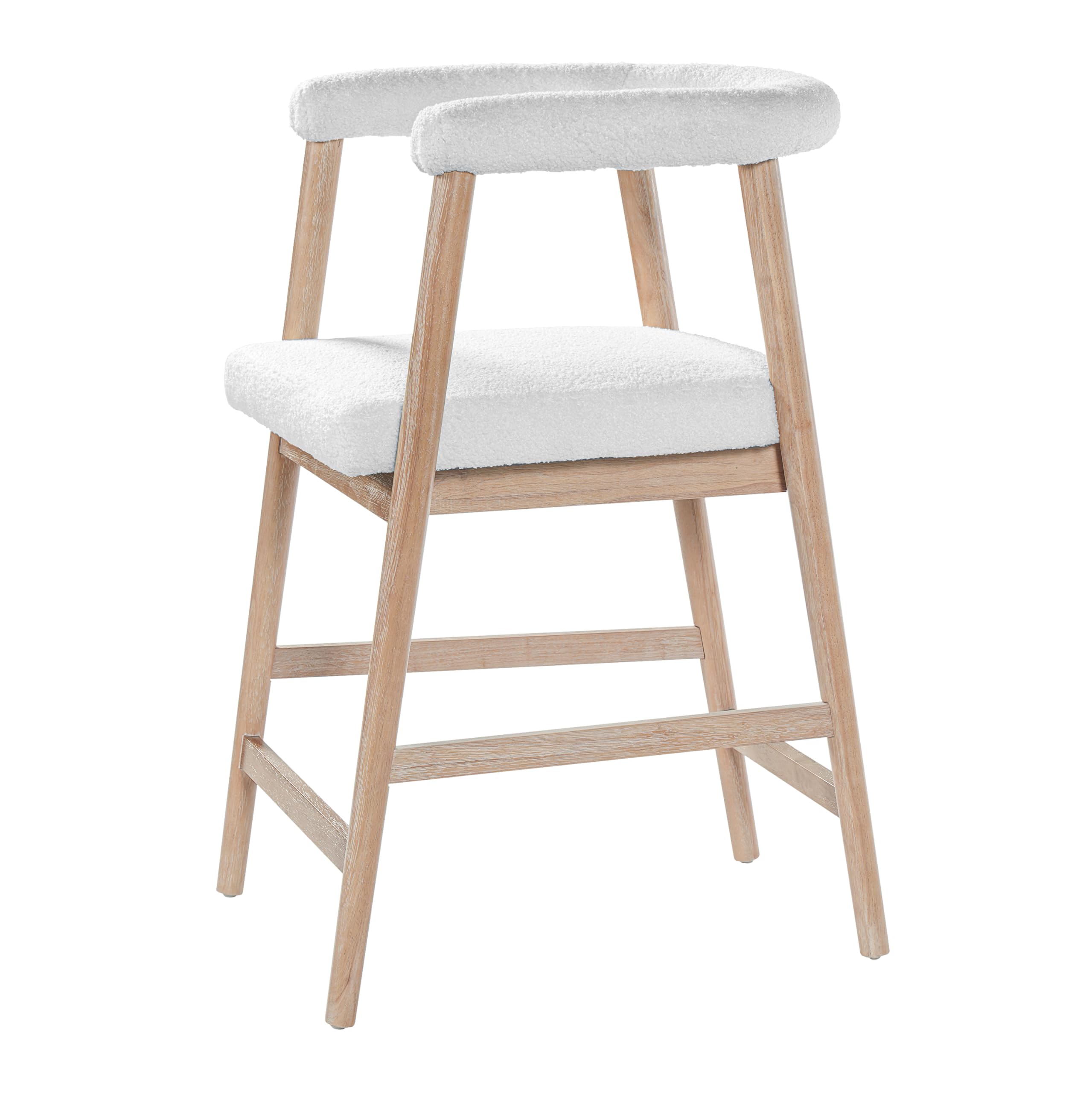 Merax 2-Piece Wooden Farmhouse Counter Height Dining Coffee Bar Stool with Durable Legs, Upholstered Cruved Dinning Arm Chair for Kitchen Island, Set of 2, Natural