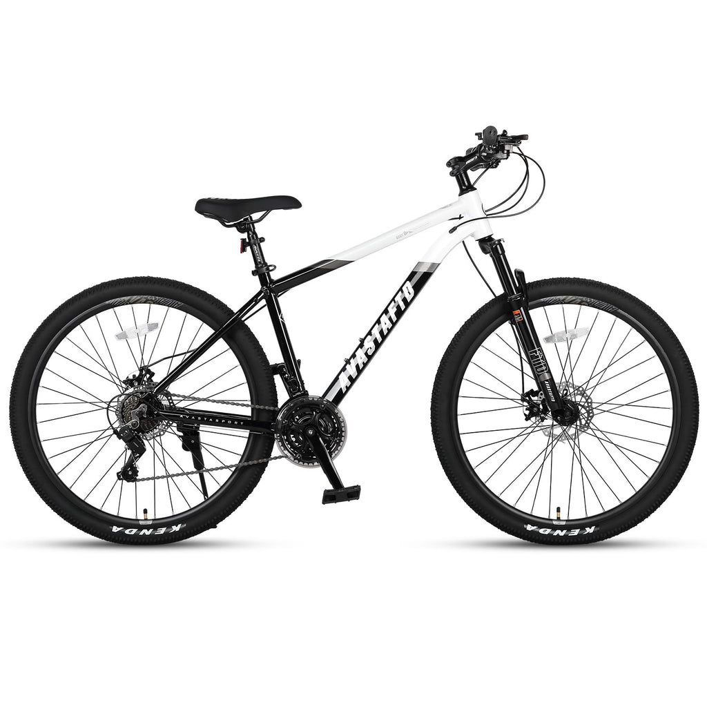 AVASTA 27.5-inch Mountain Bike for Man Male and Woman Female Adult with Lightweight Aluminum Alloy Frame and Dual Disc Brakes,Front Suspension,21-Speed Gear Shifters,Hidden Brake Cables,Color White