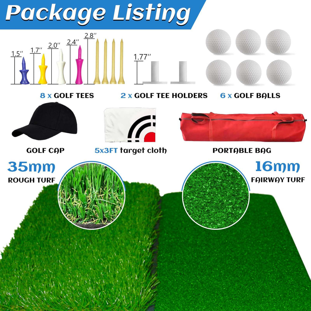 KAIDIDA Golf Practice Net: 10x8ft Heavy Duty for Yard Driving Garage Home Use Adults Golfers with Ball Tee Turf Mat Cap