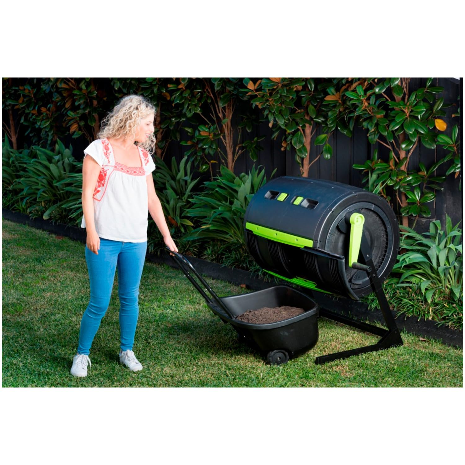 Maykoosh Compost Tumbler Two Stage - Garden Composter with Cart - UV Protected & Zinc Frame