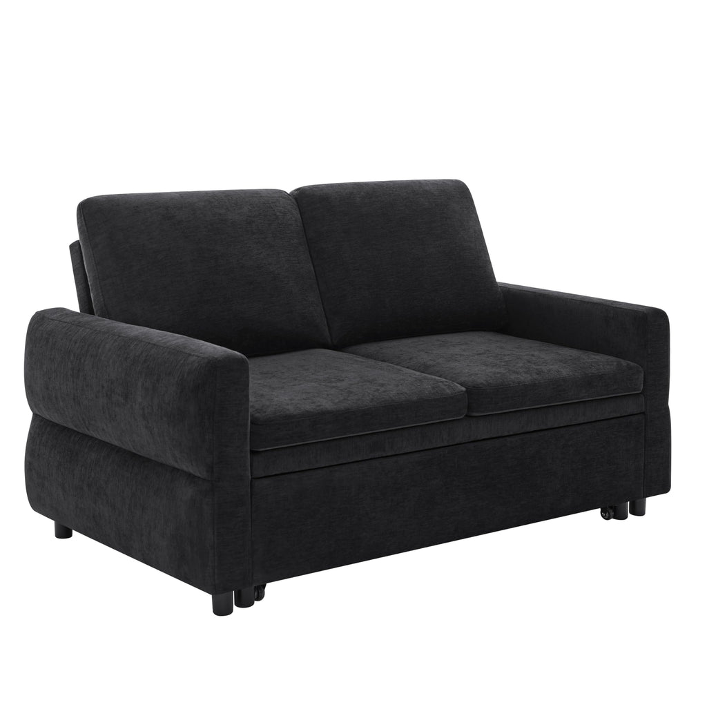 Eafurn 3 in 1 Convertible Sofa Bed Pull Out Sleeper Couch Bed - Modern Futon Loveseat Sleeper Sofa with Adjustable Reclining Backrest & USB Ports for Living Room, Chenille Fabric