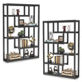 Tribesigns Way to Origin 6-Shelf Modern Bookshelf Set of 2, Industrial Etagere Bookcase, 69-Inch Tall Storage Display Staggered Shelves with Sturdy Metal Frame, Black