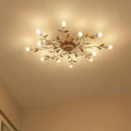 Lucande 31.5" Rustic Floral Ceiling Chandelier, 12-Light LED, Bronze Finish Close to Ceiling Light Fixture for Bedroom Living Room Dining Room Entryway, Warm White 3000K, Shallow Height