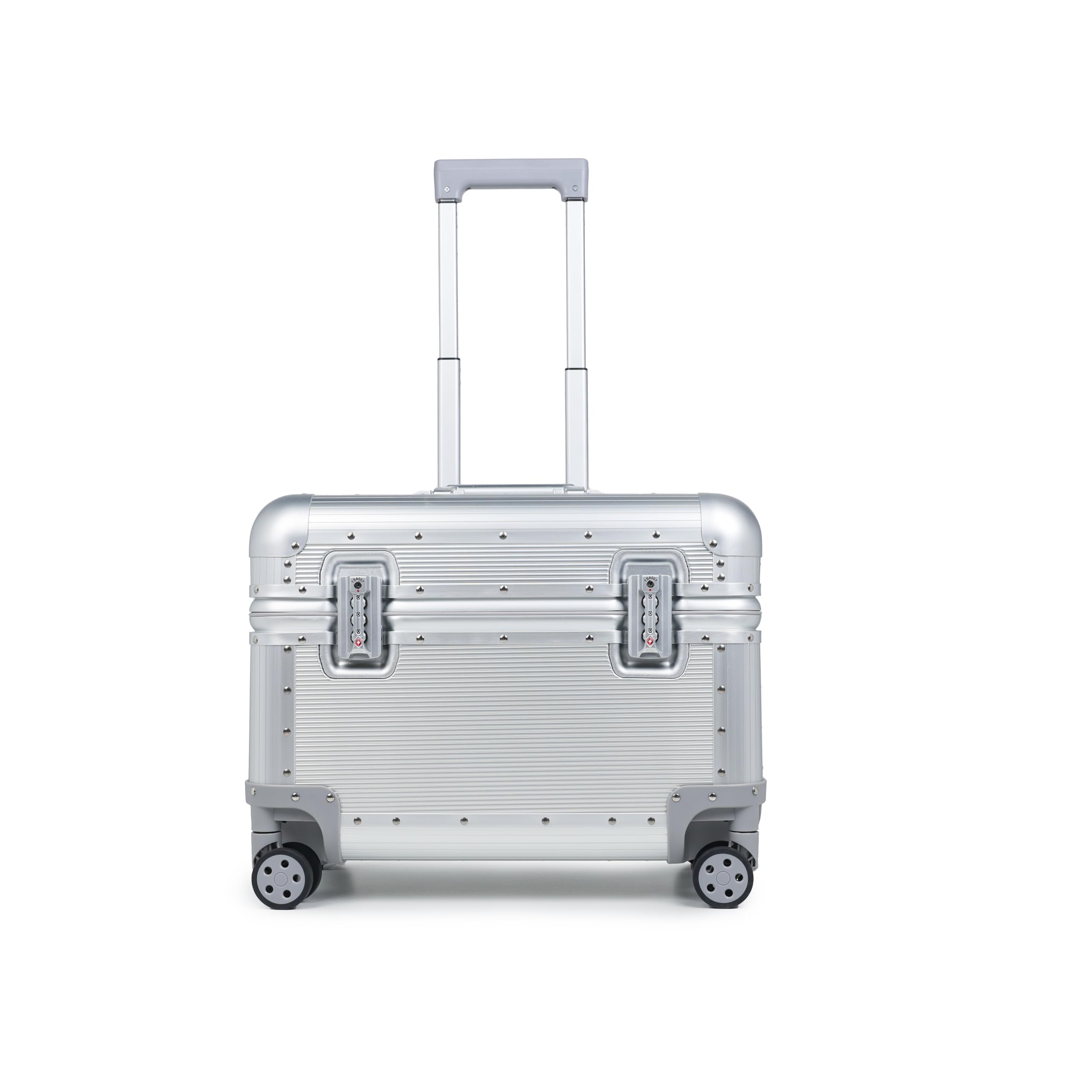 Perle Path All Aluminum Rolling Camera Case, Pilot case, Camera roller bag, Carry on, Hard Shell Photography Equipment suitcase with 4 Wheels and Telescopic Handle (Silver(with camera bag inside))