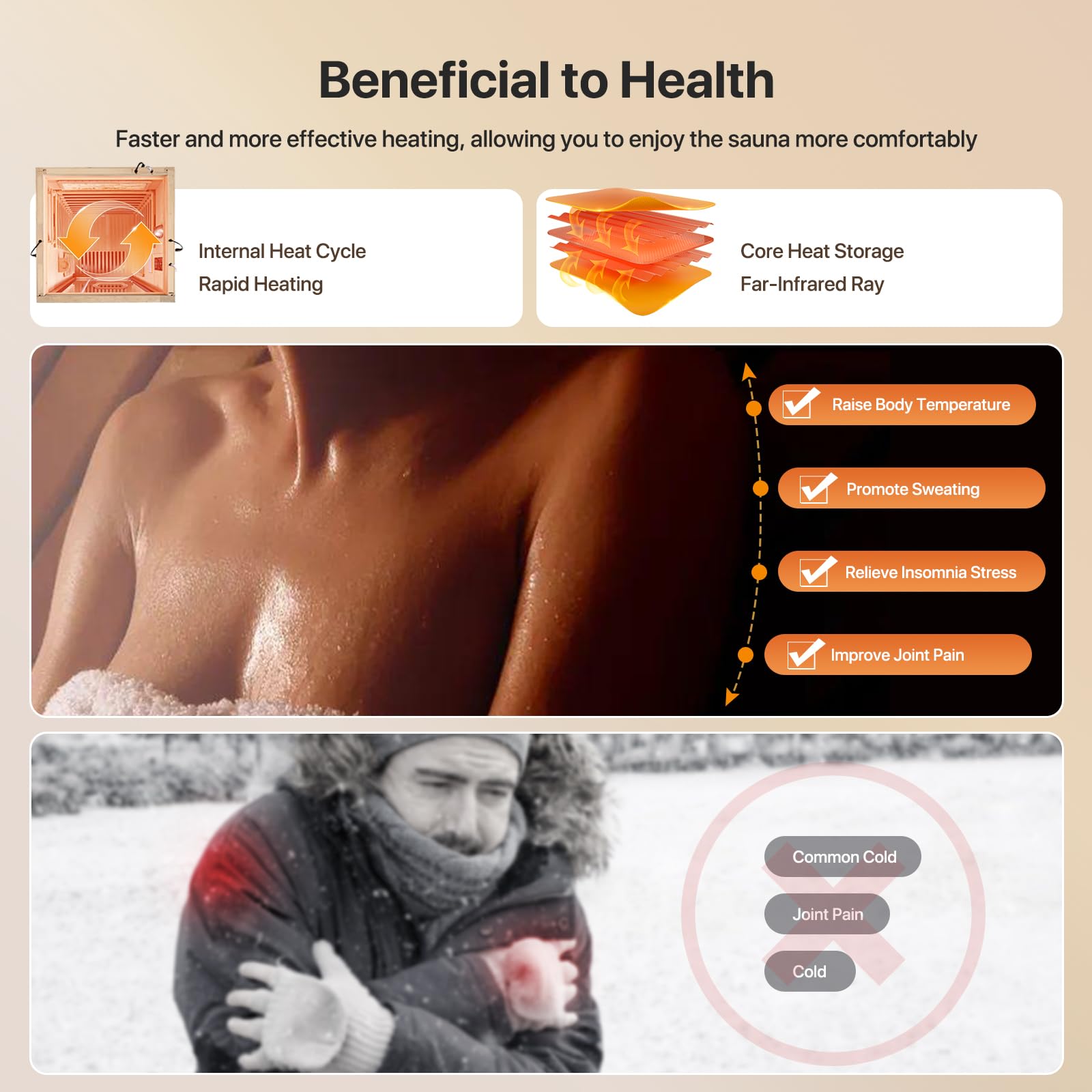 OUTEXER Sauna One Person Far Infrared Saunas Room African Mahogany Wood 1350W Dry Saunas Spa with 7 Starry Sky Light Wood Wax Oil on Outer Surface 35.4 * 35.4 * 70.9inch