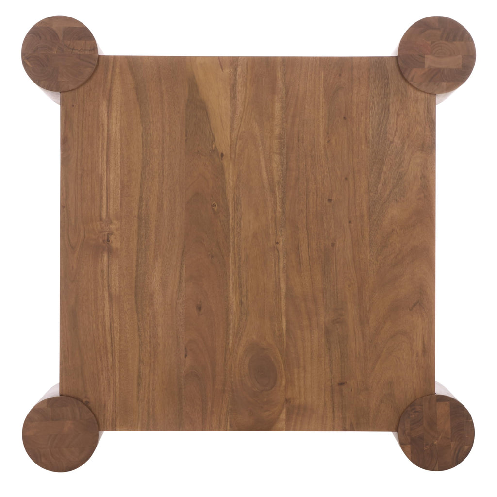 SAFAVIEH Couture Collection - Trescott Solid Wood Square Coffee Table with Chunky Cylinder Legs, Modern Accent Cocktail Table (SFV9763A)