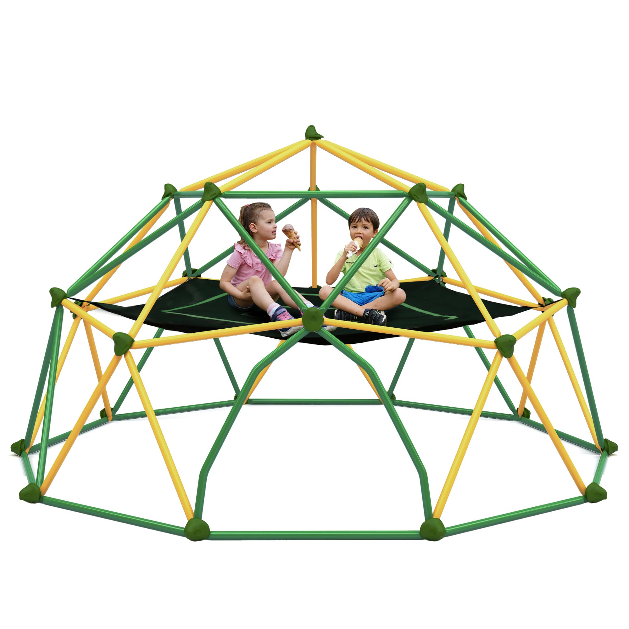Merax 12FT Climbing Dome with Hammock, Outdoor Geometric Dome Climber Play Center for Kids 3-10 Supporting 1000 lbs, Easy Assembly Jungle Gym
