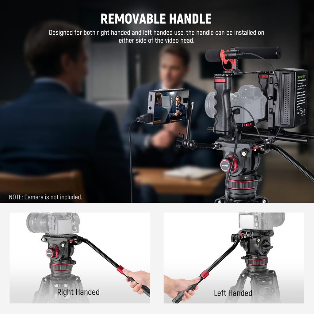 NEEWER 78" Video Camera Tripod Carbon Fiber with Damping Adjustable Fluid Head, One Step Quick Release with QR Plate & Handle, Heavy Duty Tripod Stand for DSLR Cameras Camcorders, Max Load 22lb, LL37