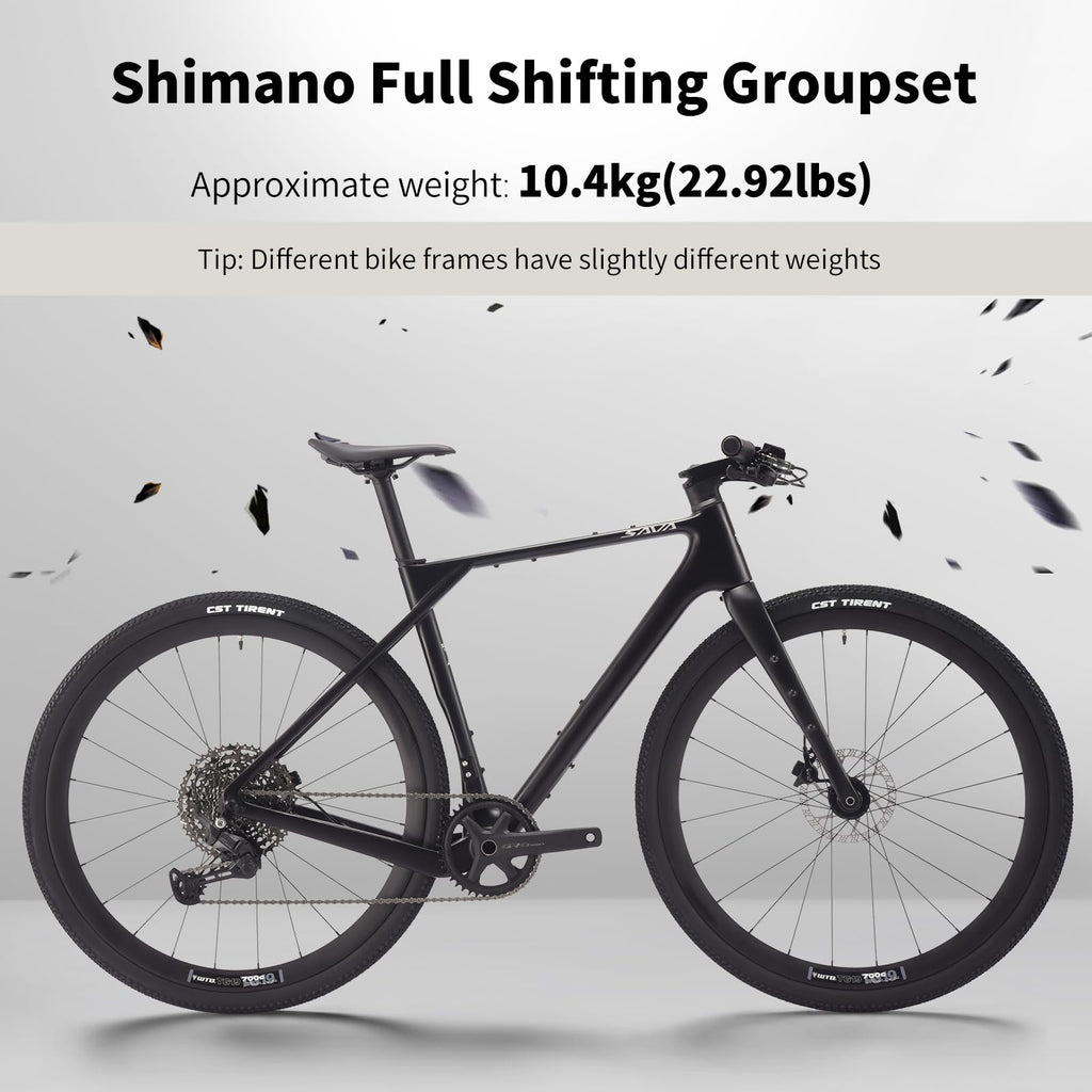 SAVADECK Carbon Gravel Bike - T800 Carbon Frame & Fork | U6000 11-Speed Groupset | Hydraulic Disc Brakes | 700CX40mm All-Terrain Tires | Men & Women Road/Off-Road Bicycle (White, 58cm)