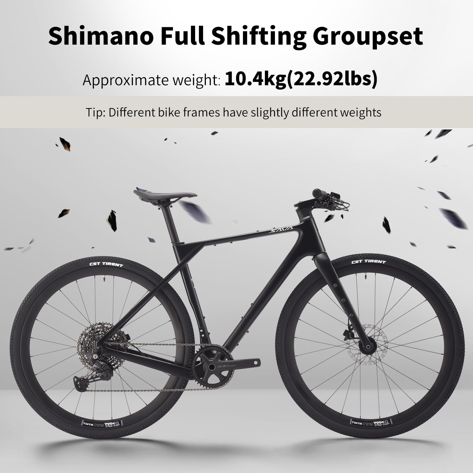 SAVADECK Carbon Gravel Bike - T800 Carbon Frame & Fork | Shimano U6000 11-Speed Groupset | Hydraulic Disc Brakes | 700CX40mm All-Terrain Tires | Men & Women Road/Off-Road Bicycle (Gold, 55cm)