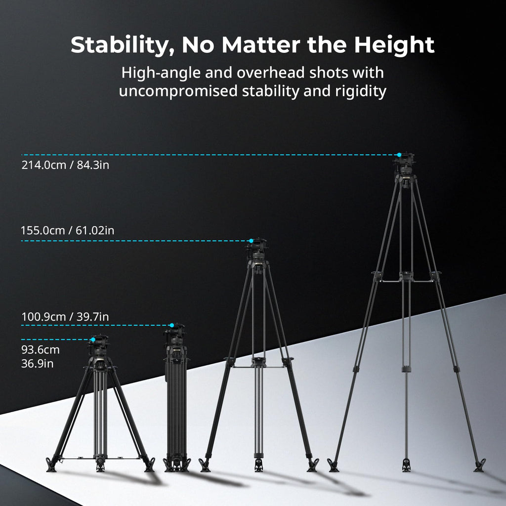 SmallRig 84''/214cm FreeSpeed Carbon Fiber Counterbalance Video Tripod, Heavy-Duty Camera Tripod with 6-Step Counterbalance, 4-Level Tilt/Pan Damping, Dual-Mode QR Plate, Max Load 22lbs - 5580