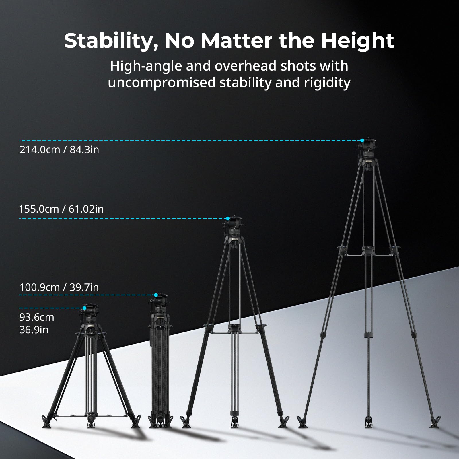 SmallRig 84''/214cm FreeSpeed Carbon Fiber Counterbalance Video Tripod, Heavy-Duty Camera Tripod with 6-Step Counterbalance, 4-Level Tilt/Pan Damping, Dual-Mode QR Plate, Max Load 22lbs - 5580